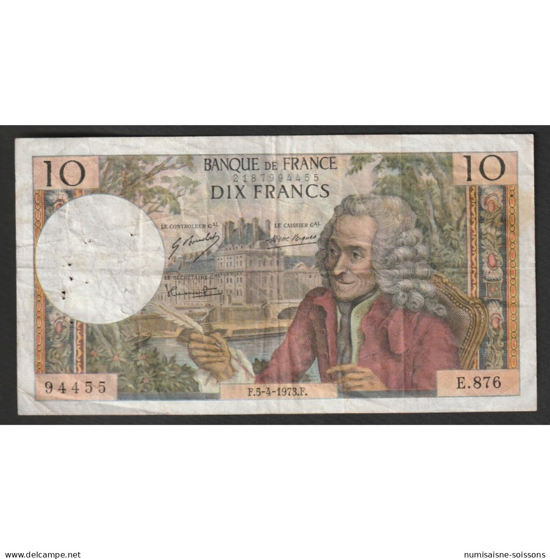 FAY 62/59 - 10 FRANCS VOLTAIRE - 05/04/1973 - E.876 - PICK 147 - TTB - 10 F 1963-1973 ''Voltaire''