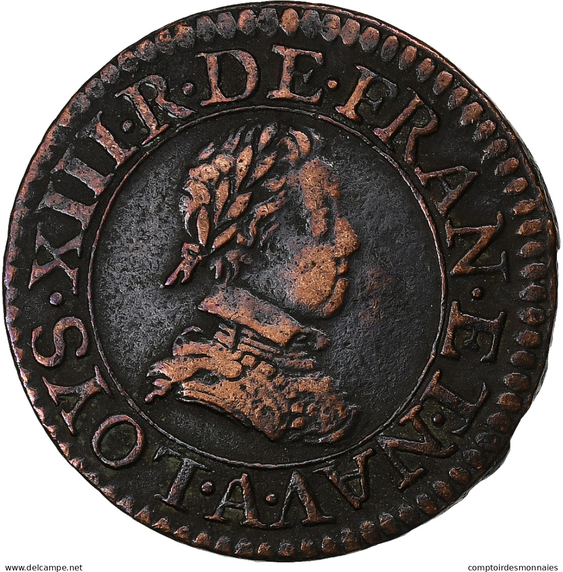 France, Louis XIII, Double Tournois, Buste Enfantin, 1616, Paris, Cuivre, TB+ - 1610-1643 Lodewijk XIII Van Frankrijk De Rechtvaardige