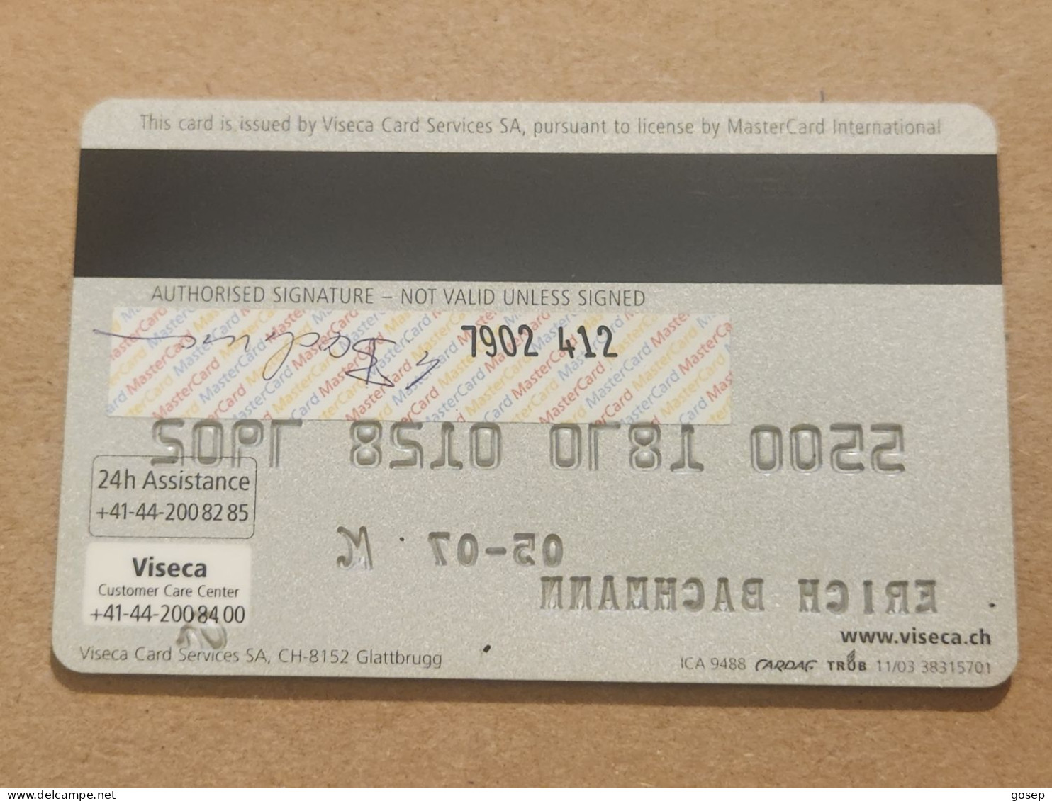 SWIZERLAND-CREDICT CARD- (ERICH BACHMANN)-(1234-6789)-(05/07)-(CREDICT MASTER CARD)-GOOD CARD - Tarjetas De Crédito (caducidad Min 10 Años)