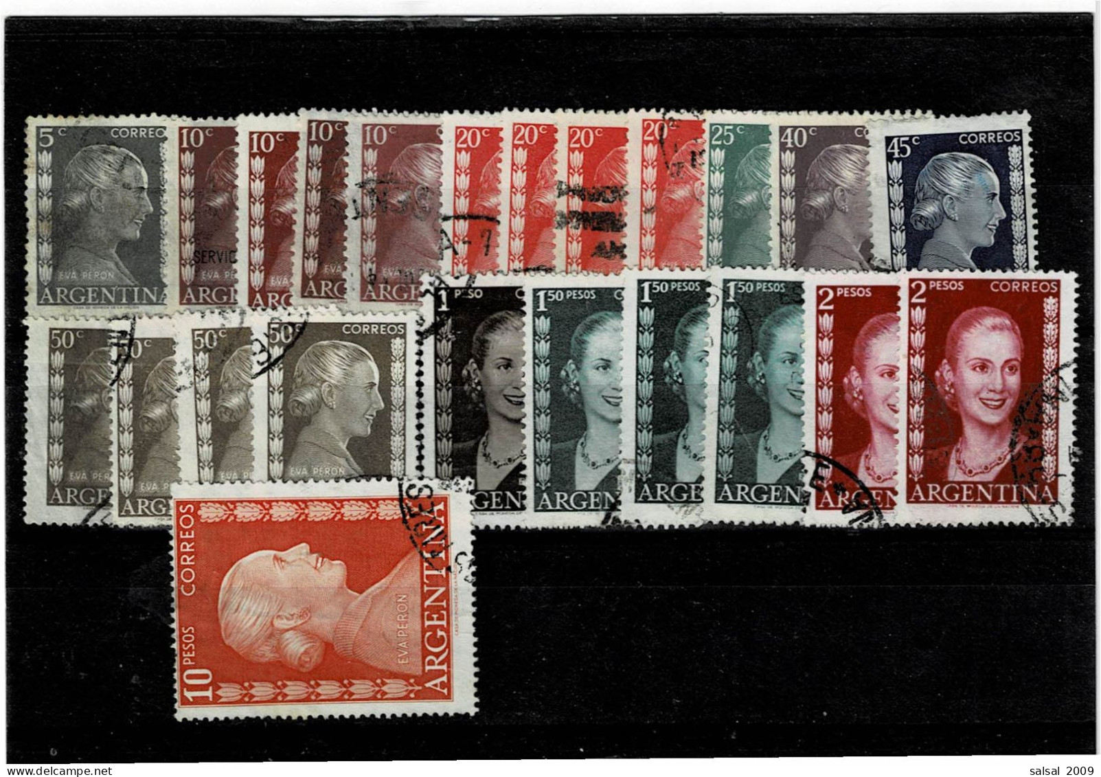 ARGENTINA ,"Eva Peron" ,23 Pezzi Usati ,qualita Buona - Used Stamps