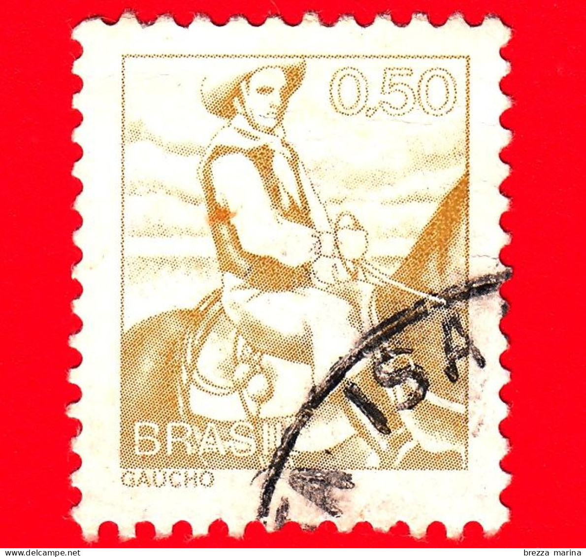 BRASILE - Usato - 1979 - Ordinaria - Serie Professioni - Gaucho - Cowboy - 0.50 - Oblitérés