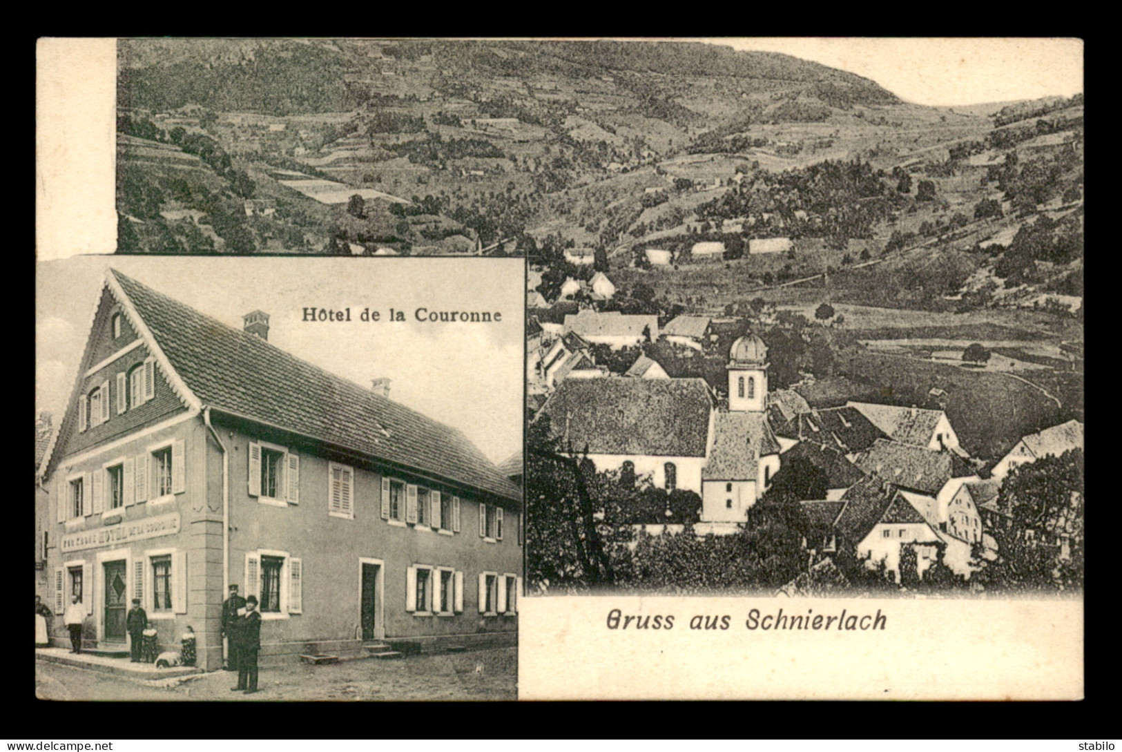 68 - LAPOUTROIE - SCHNIERLACH - HOTEL DE LA COURONNE ET VUE GENERALE - CARTE 2 VUES - Lapoutroie