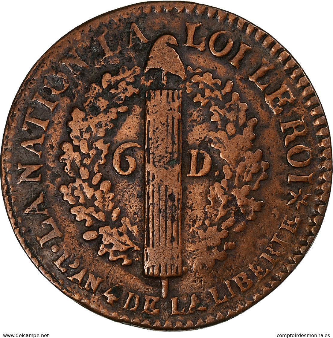 France, Louis XVI, 6 Deniers, 1792, Strasbourg, Cuivre, TB+, KM:611 - Altri & Non Classificati