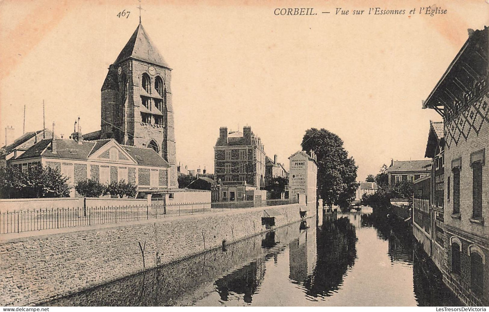 FRANCE - Corbeil - Vue Sur L'Essonne Et L'église - Carte Postale Ancienne - Corbeil Essonnes