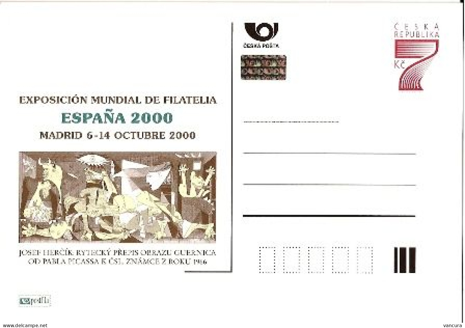 CDV A 63 Czech Republic Philatelic Exhibition Espagna (Picasso's Guernica) 2000 - Picasso