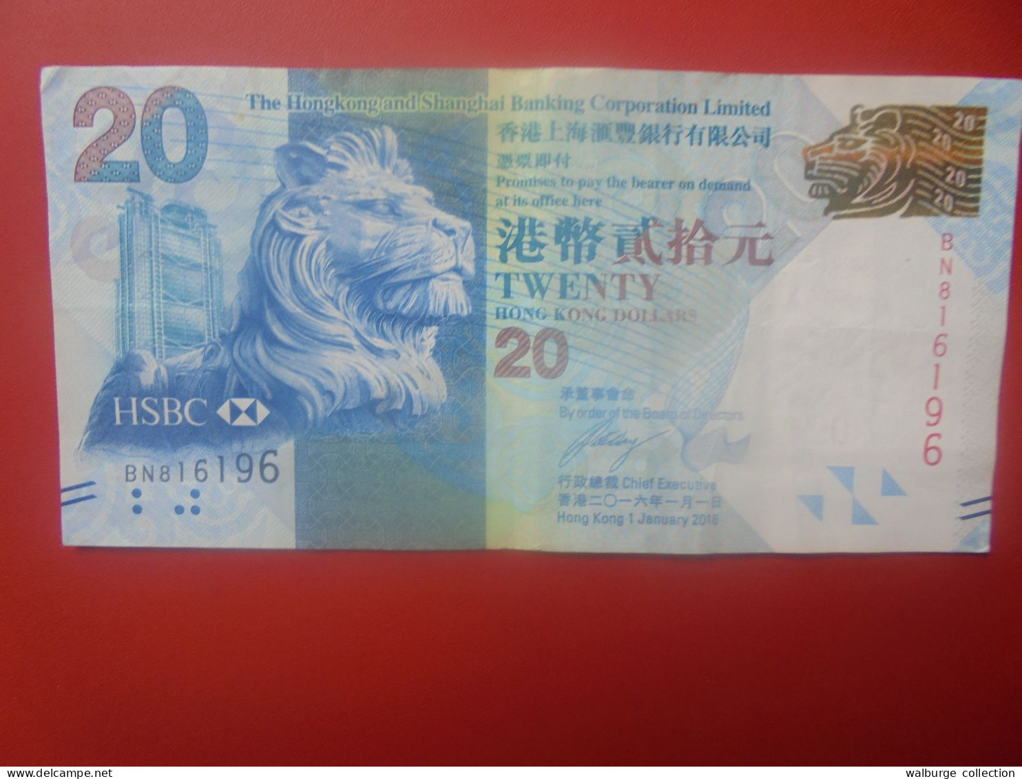 HONG KONG 20$ 2016 Circuler (B.33) - Hong Kong