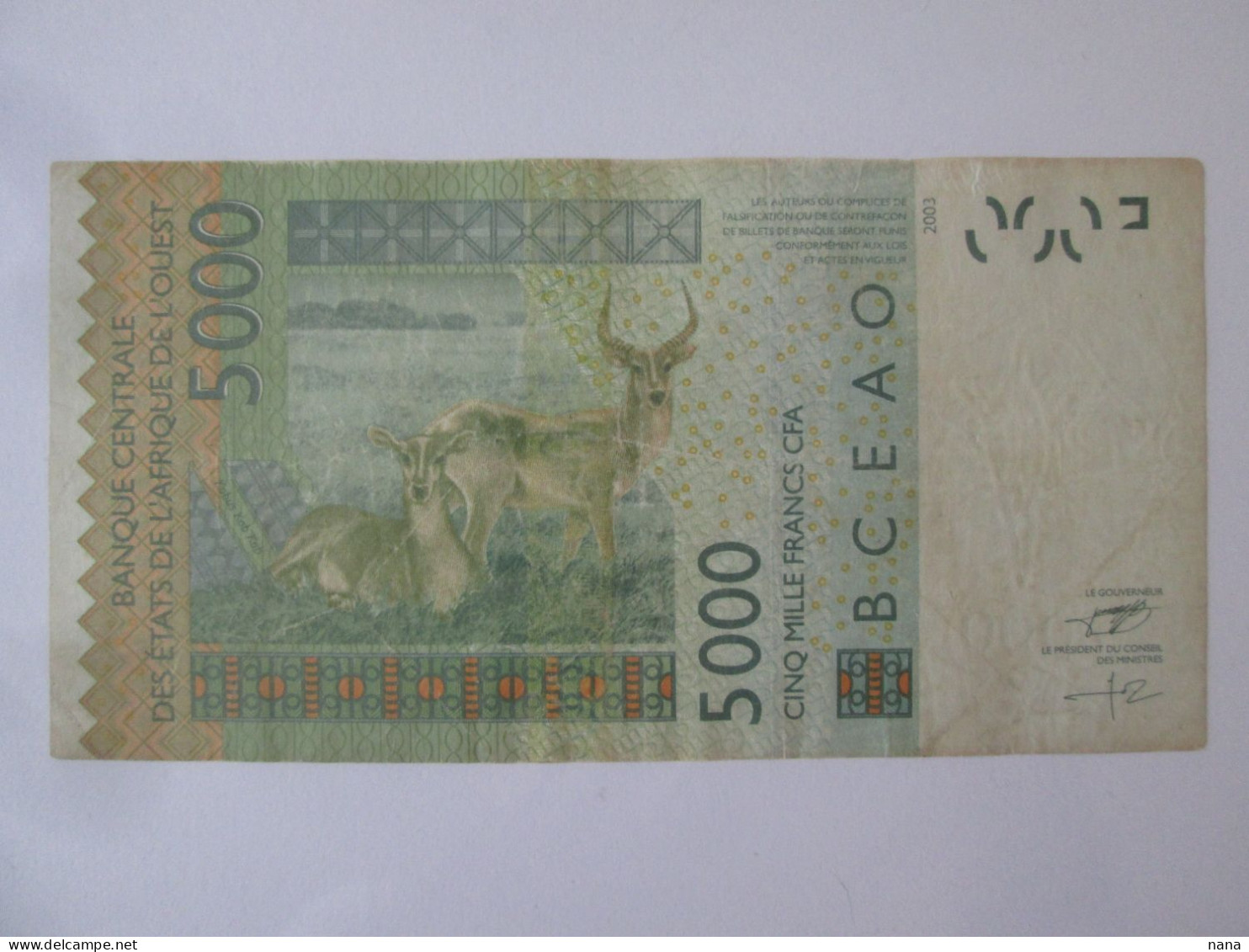 Senegal 5000 Francs BCEAO 2003 Banknote See Pictures - Sénégal