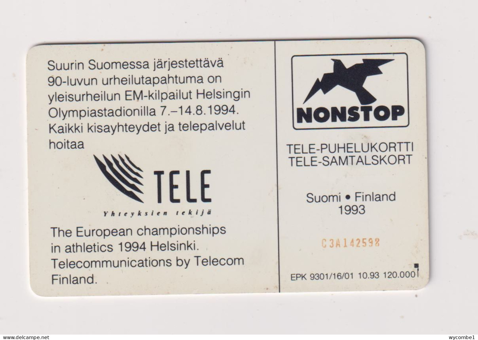 FINLAND - Athletics Helsinki 94 Chip Phonecard - Finlande