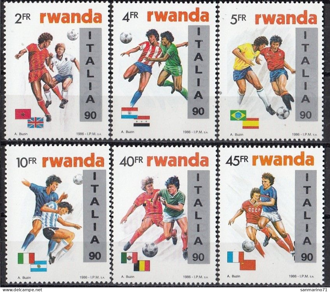 RWANDA 1433-1438,unused (**) Football - Unused Stamps