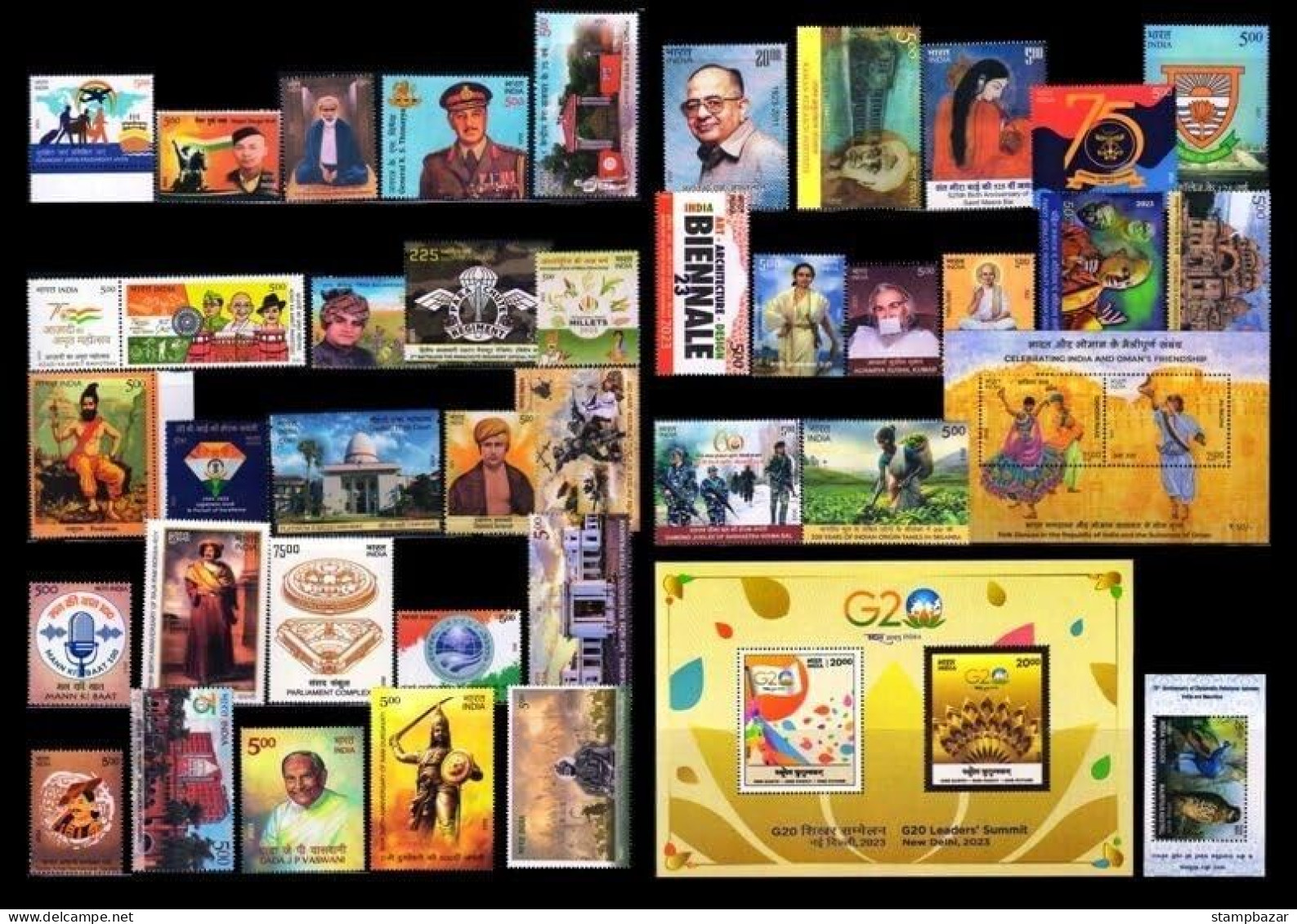 India 2023 Indien Inde Complete Full Year Set Of Stamps Assorted Themes Birds 74v Various Themes MNH - Volledig Jaar