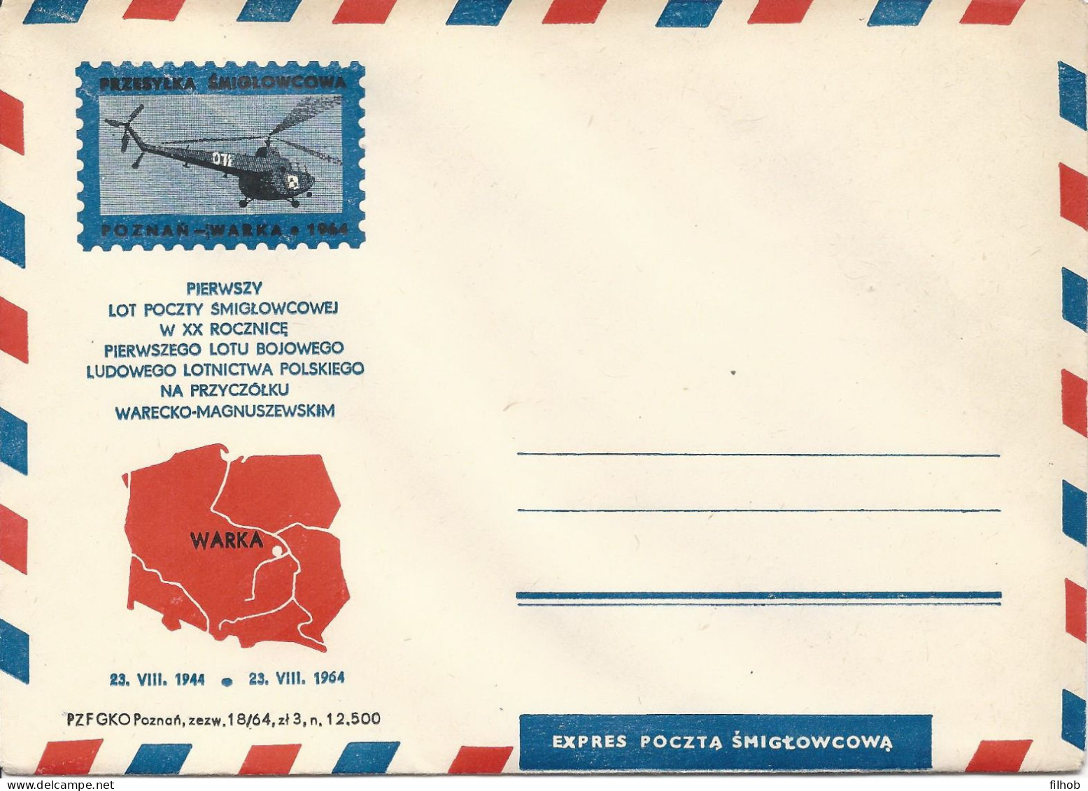 Poland Post - Helicopter PŚM.1964 (0691): Poznan First Flight (envelope) - Flugzeuge