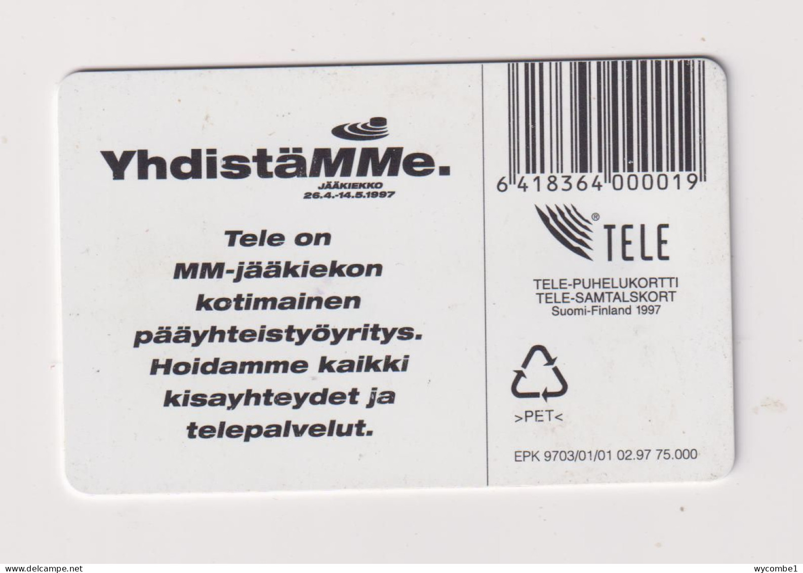 FINLAND - MM Jaakiekko 1997 Chip Phonecard - Finland