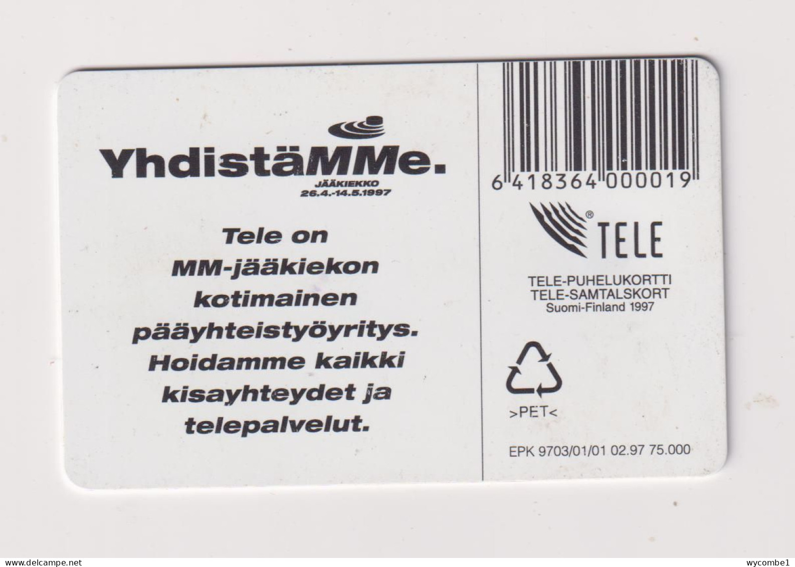 FINLAND - MM Jaakiekko 1997 Chip Phonecard - Finlande