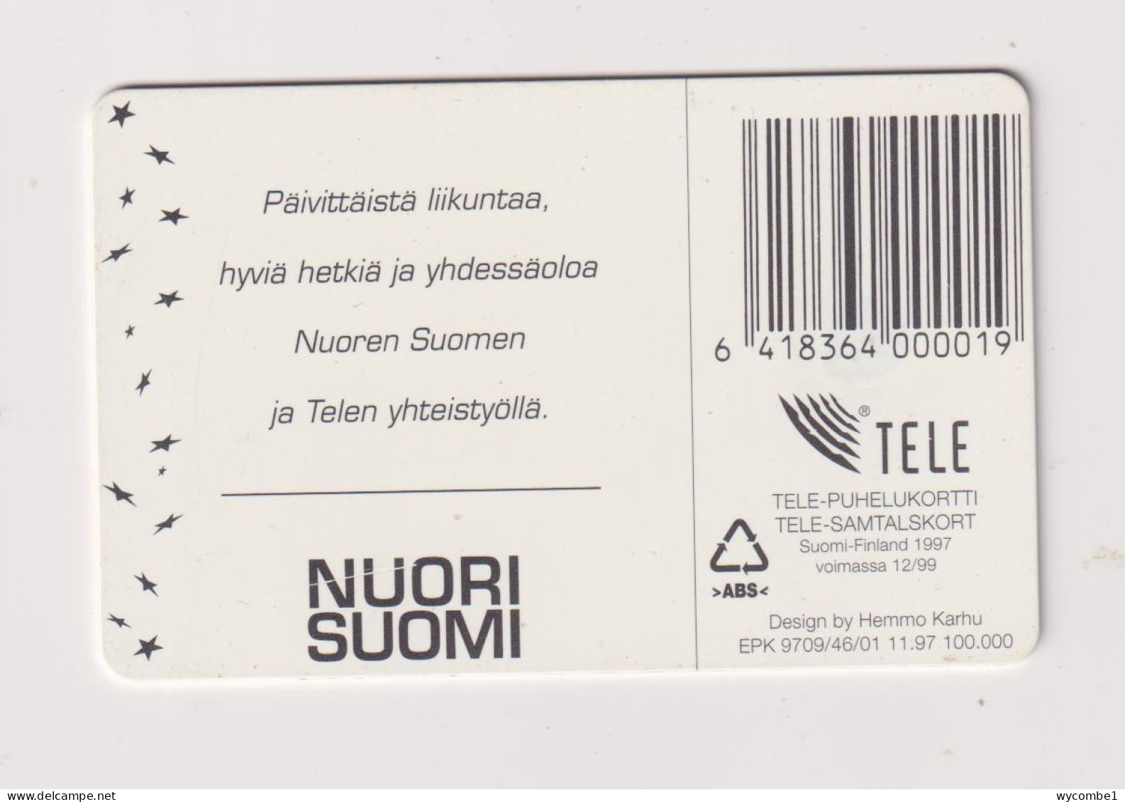 FINLAND - Liikuntaa Lapsen Chip Phonecard - Finlande