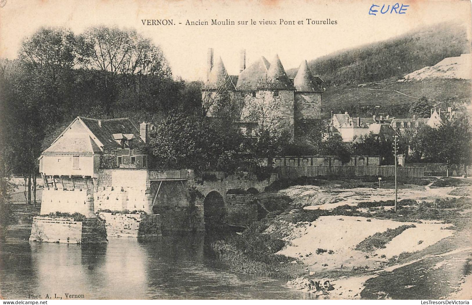 FRANCE - Vernon - Vue Générale De L'ancien Moulin Sur Le Vieux Pont Et Tourelles - Carte Postale Ancienne - Vernon