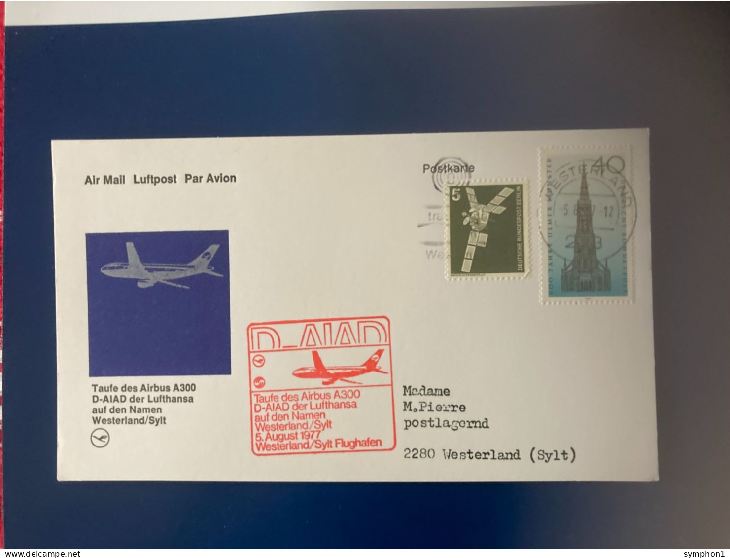 1 Enveloppe FDI De Lufthansa De 1977 Pour Le 1er Vol Airbus Vers Westerland (Sylt) - 1971-1980