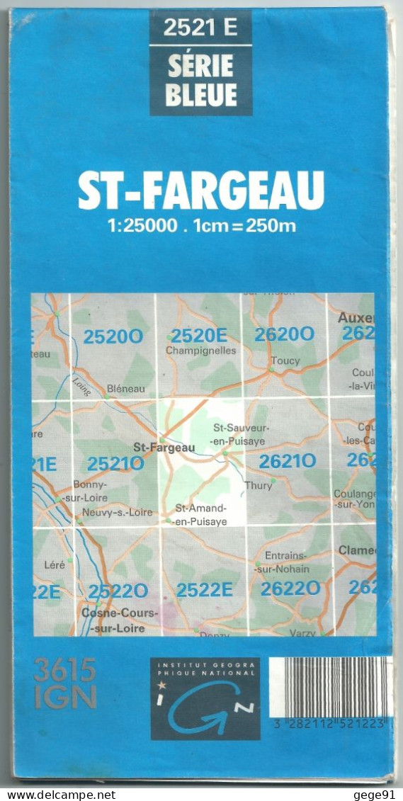 Carte IGN 1/25000 - Saint Fargeau - 2521 E - Edition De 1982 - Topographische Karten