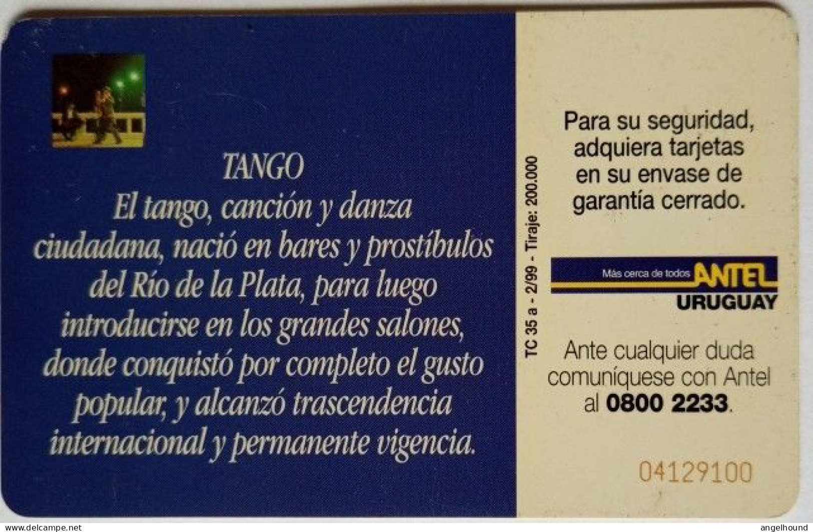 Uruguay Antel $5 Chip Card - Tango - Uruguay