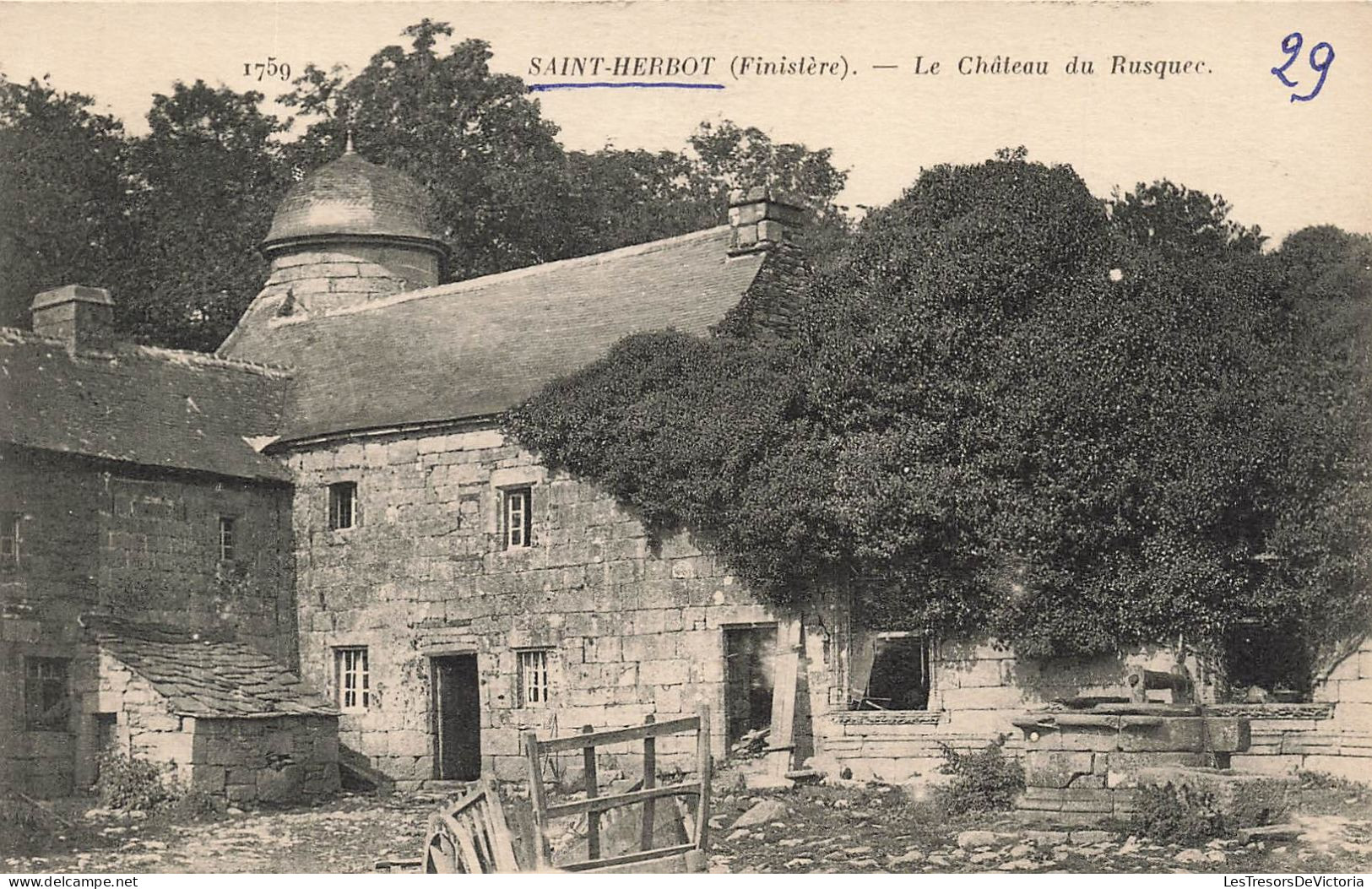 FRANCE - Saint Herbot (Finistère) - Vue Générale - Le Château Du Du Rusquec - Carte Postale Ancienne - Saint-Herbot