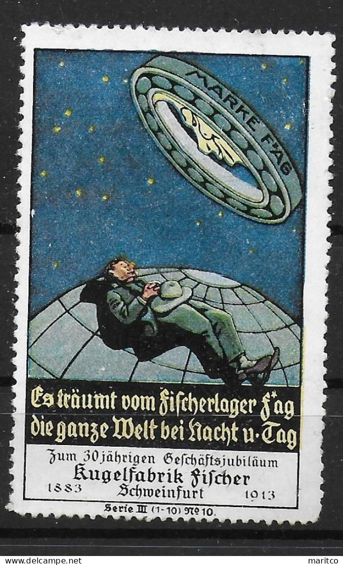 Bayern Bavaria FAG Fischer Kugelfabrik Space Spendenmarke Cinderella Vignet Werbemarke Propaganda - Vignettes De Fantaisie