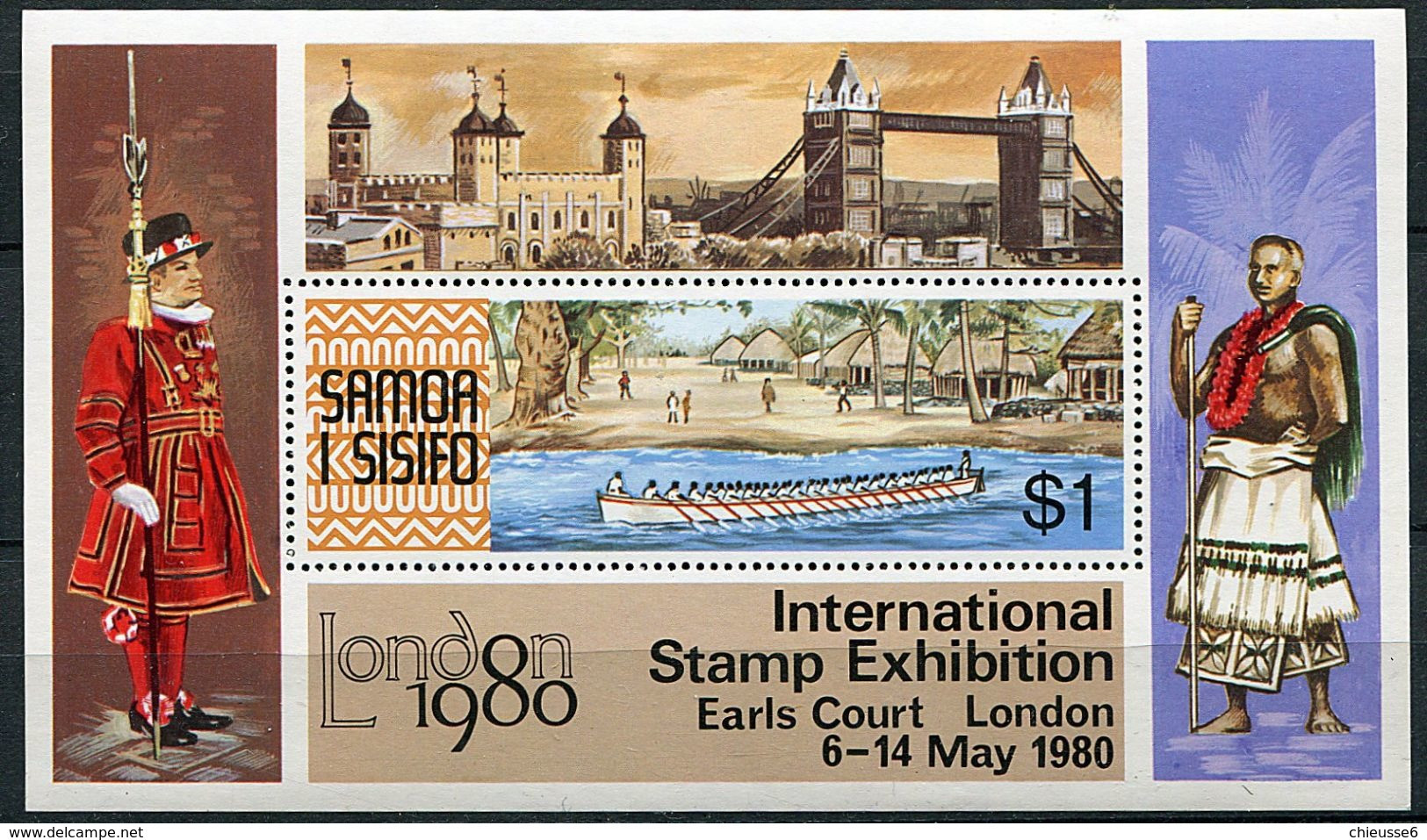 Samoa ** Bloc N° 21 - "London 1980" Expo Philat. Canoë Et Village De Samoa - - Samoa