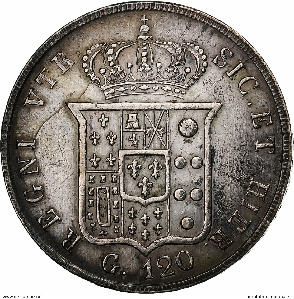 États Italiens, NAPLES, Ferdinando II, 120 Grana, 1856, Naples, Argent, TTB+ - Napoli & Sicilia