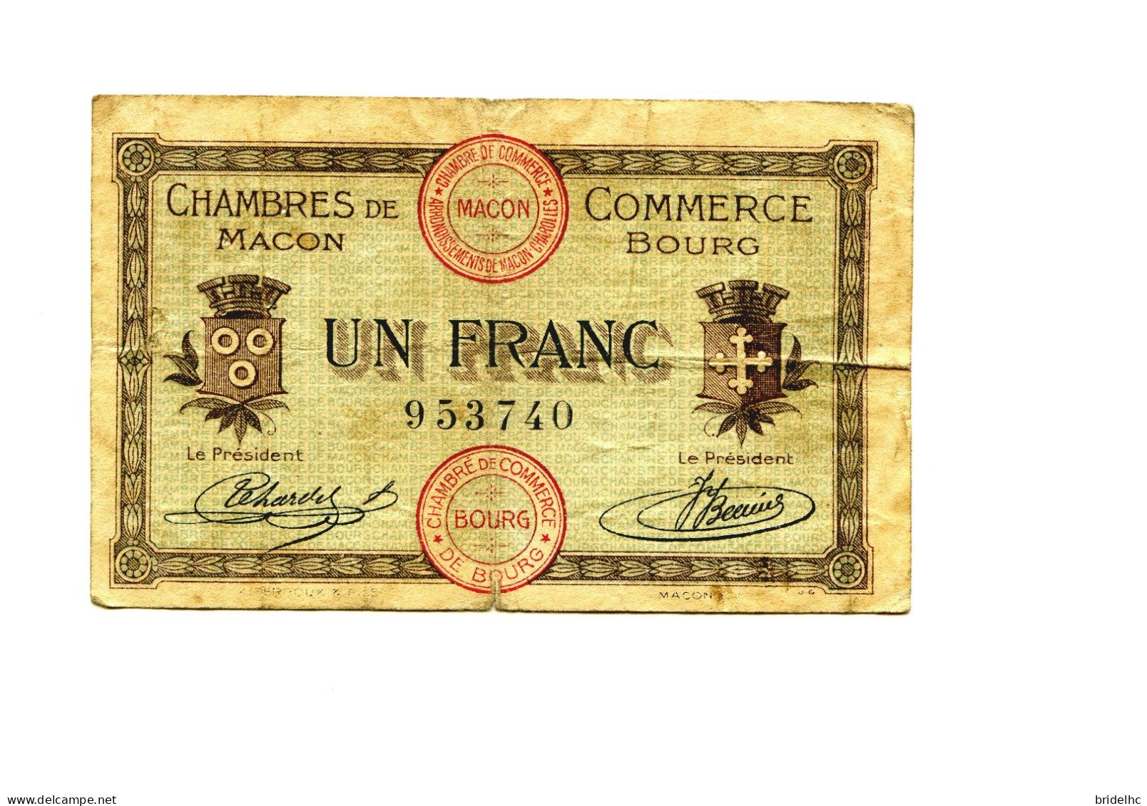 1 Franc Chambre De Commerce Macon Bourg - Cámara De Comercio