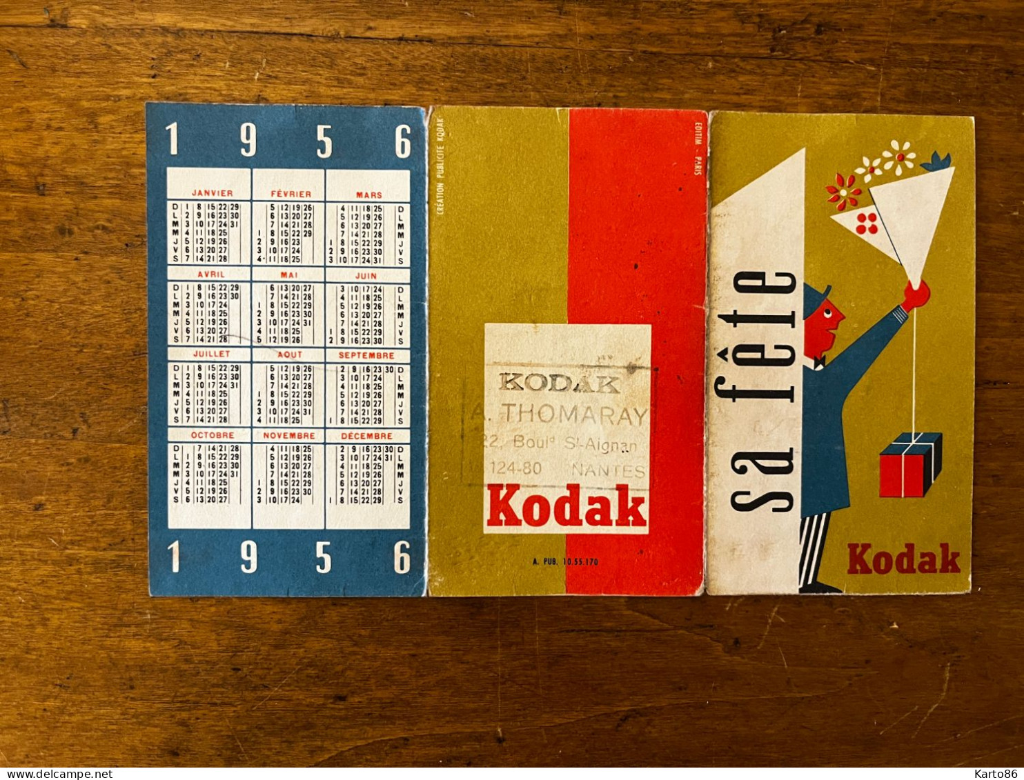 Petit Calendrier 1956 Publicitaire Illustré * KODAK Photographie A. THOMARAY 22 Boulevard St Aignan * Calendar - Grand Format : 1941-60