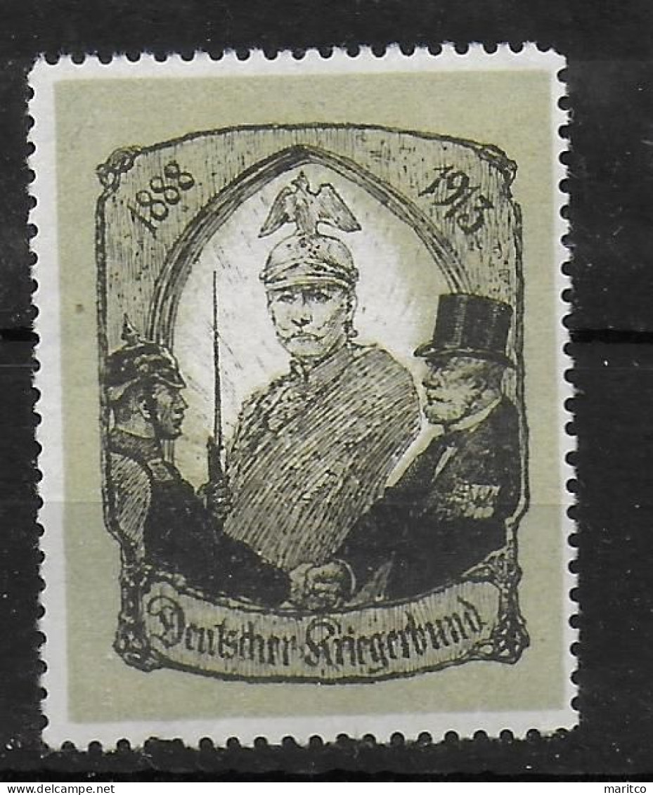 Deutsches Reich 1913 Deutsche Kriegerbund Kaiser Wilhelm II Spendenmarke Cinderella Vignet Werbemarke Propaganda - Vignettes De Fantaisie