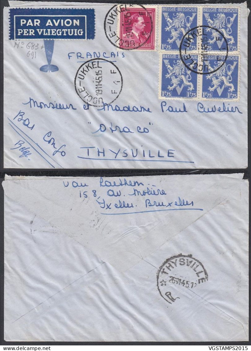 Congo Belge 1945 - Lettre Par Avion D' Ukkel à Destination Thysville-Bas Congo Belge ..... (EB) DC-12456 - Usati