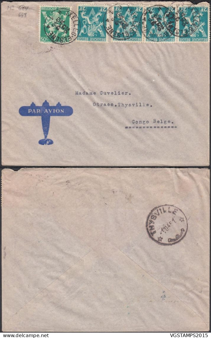 Congo Belge 1945 - Lettre Par Avion D' Ixelles à Destination Thysville-Bas Congo Belge ..... (EB) DC-12457 - Usados