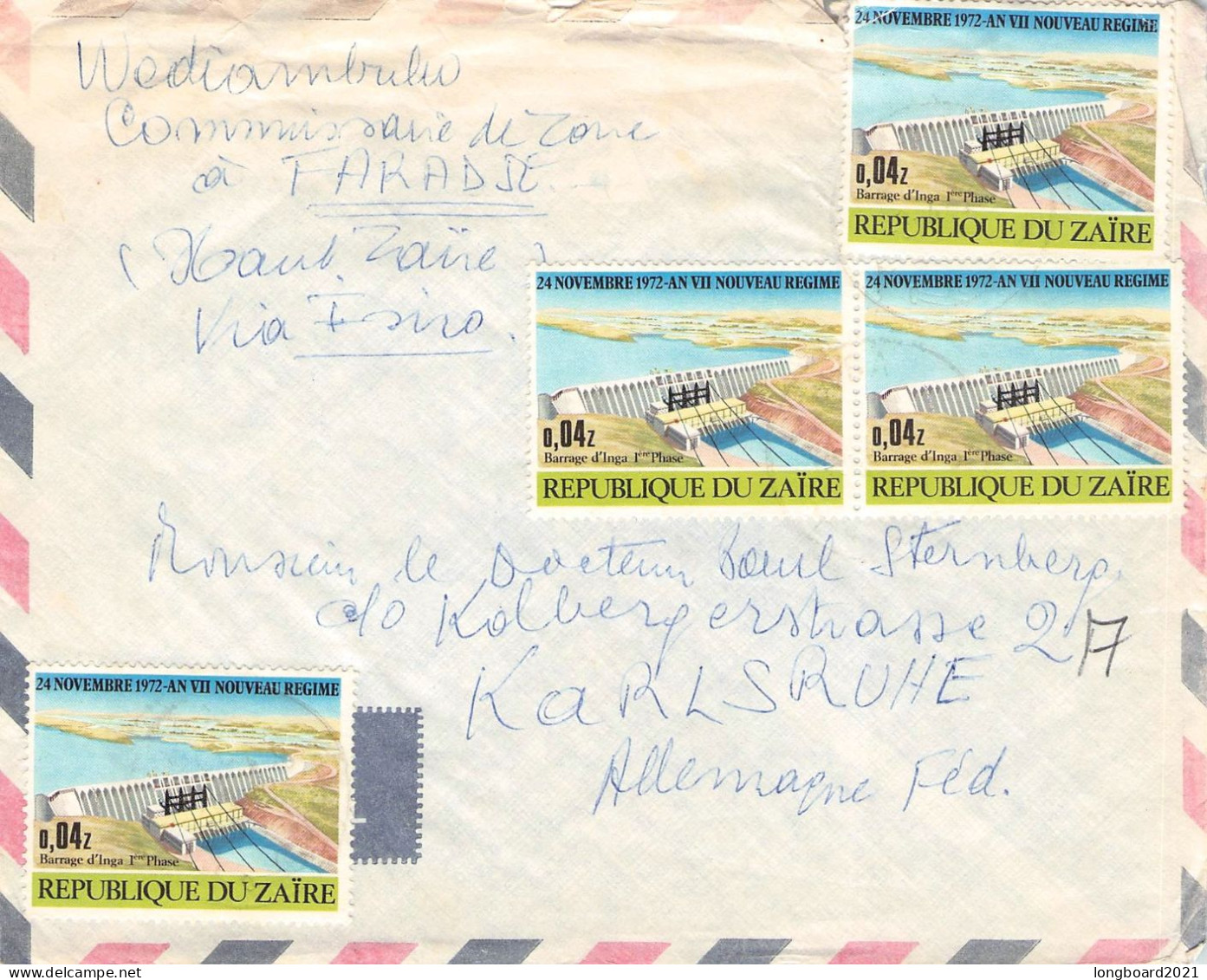 ZAIRE - AIRMAIL - KARLSRUHE/DE  / 6041 - Brieven En Documenten