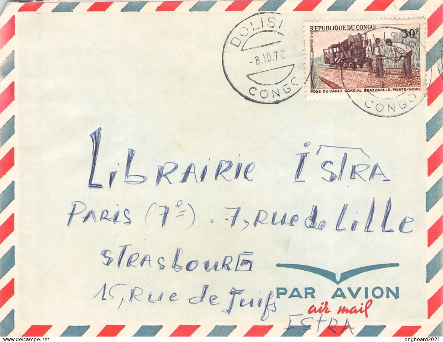 CONGO BRAZZAVILLE - AIRMAIL 1970 DOLISI - STRASBOURG/FR  / 6043 - Usati