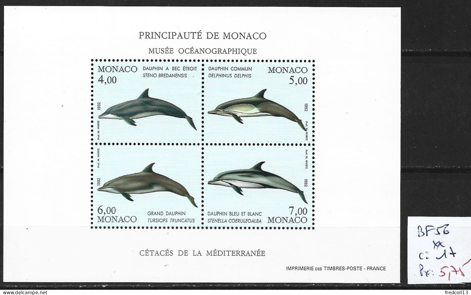 MONACO BF 56 ** Côte 17 € - Dauphins