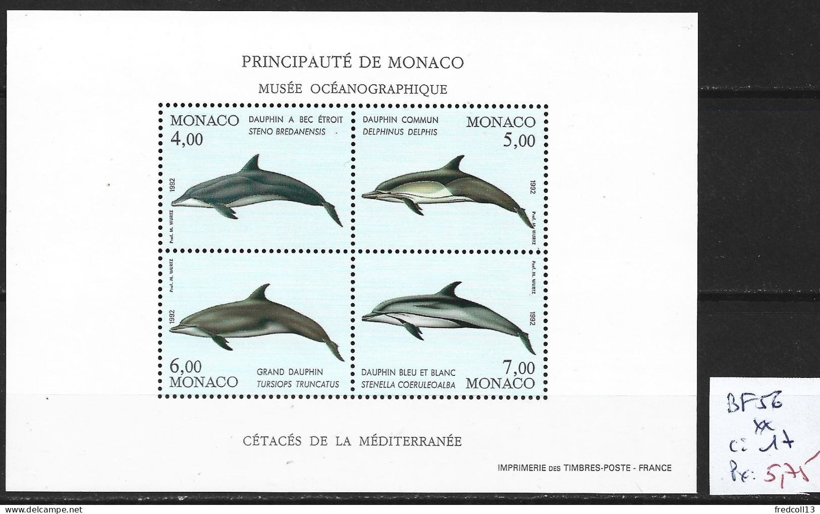 MONACO BF 56 ** Côte 17 € - Dolphins