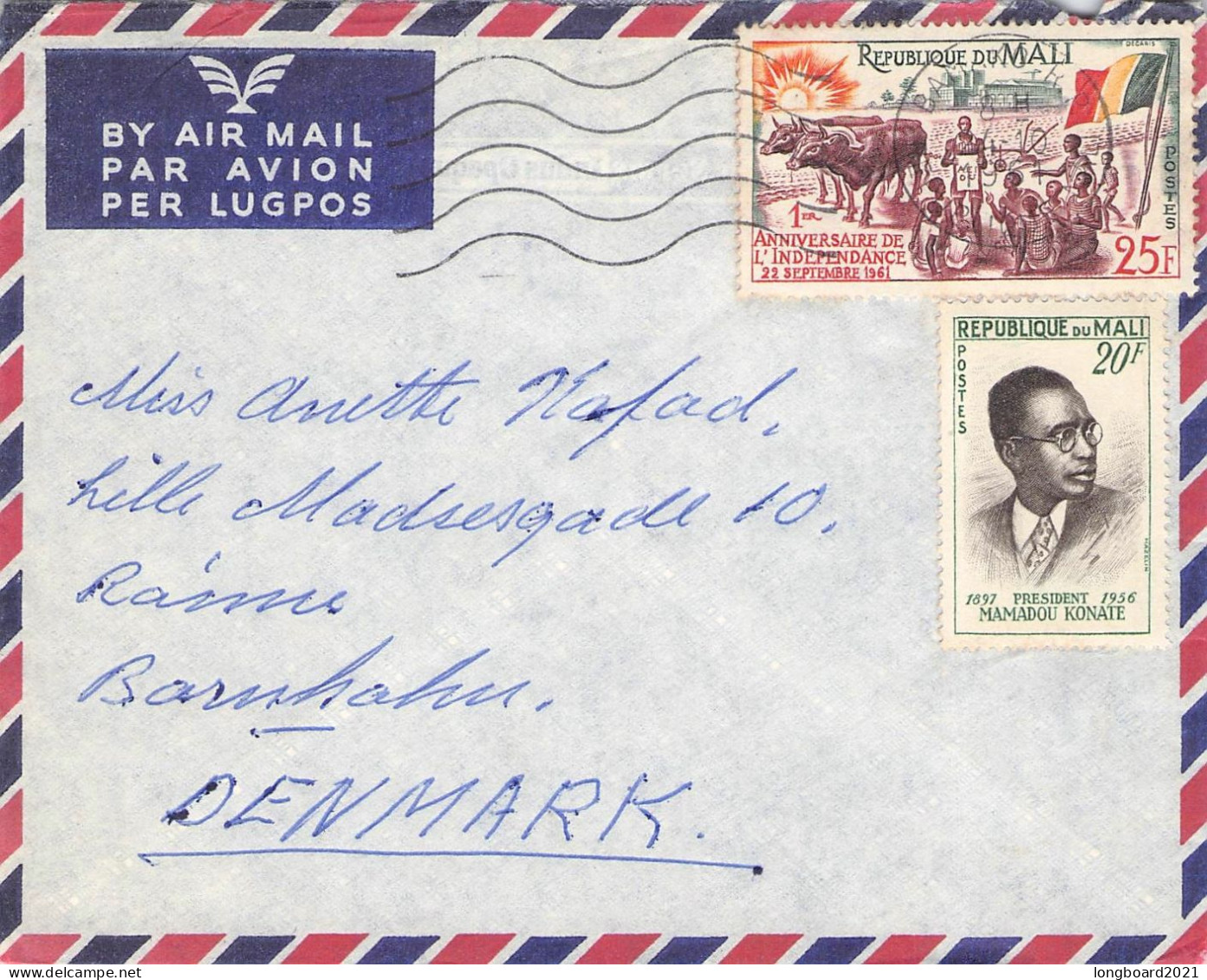 MALI - AIRMAIL 1961 BAMAKO - DENMARK  / 6044 - Malí (1959-...)