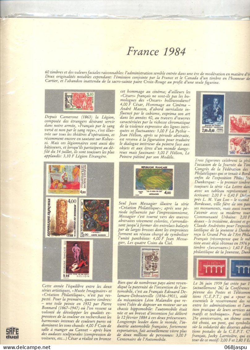 Feuille Album Safe Dual France 1984 Page Présentation Sous Blister Ouvert - Groß, Grund Schwarz