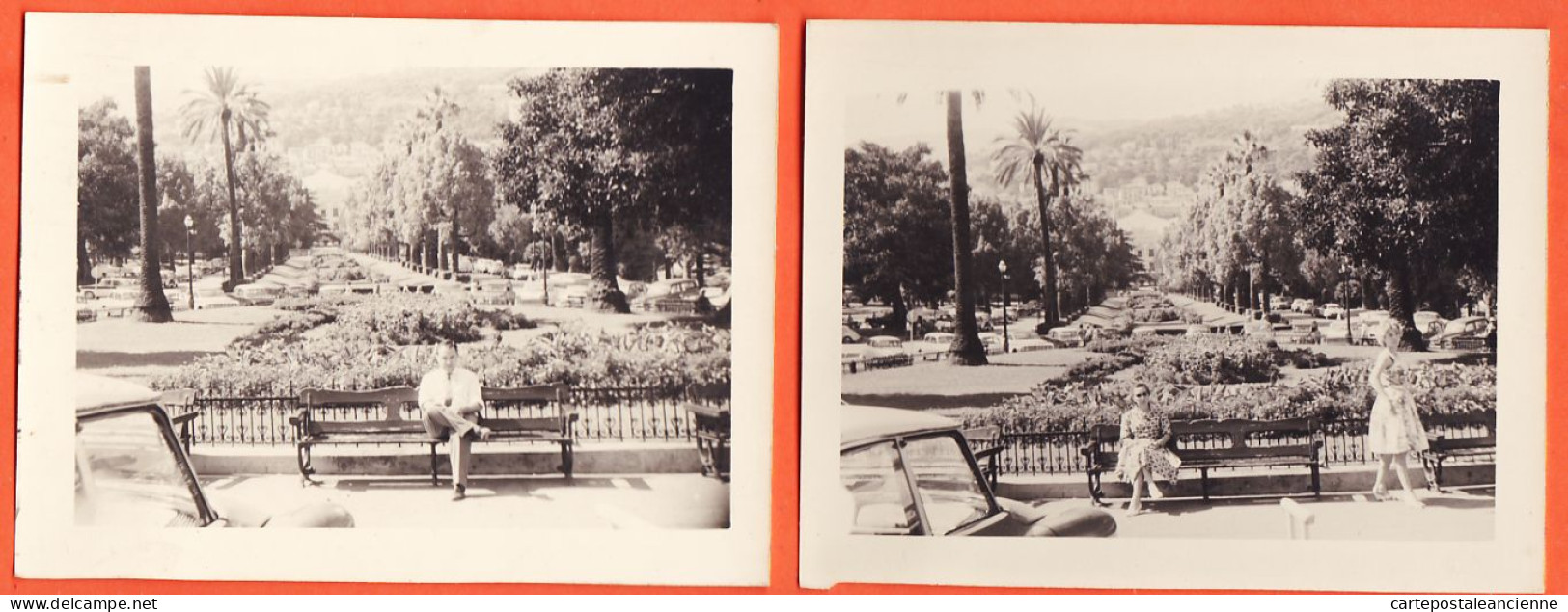27274 /⭐ ◉ 2 Photo  ◉ MONTE-CARLO Monaco Allée Palmiers Jardin BOULINGRINS Fond Casino 1950s  ◉ Photographies 13x9cm - Jardin Exotique