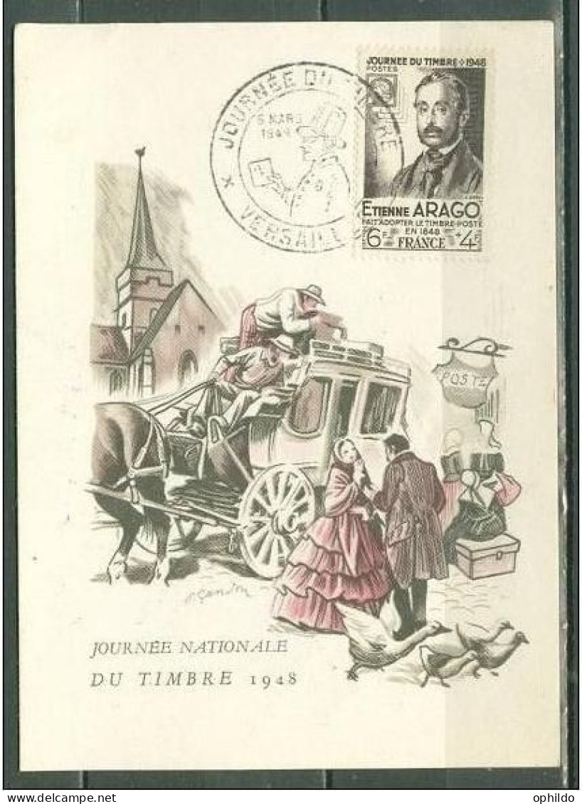 FDC Du 794 Sur CP Illustrée Journée Du Timbre 1948 Cad Versailles - ....-1949