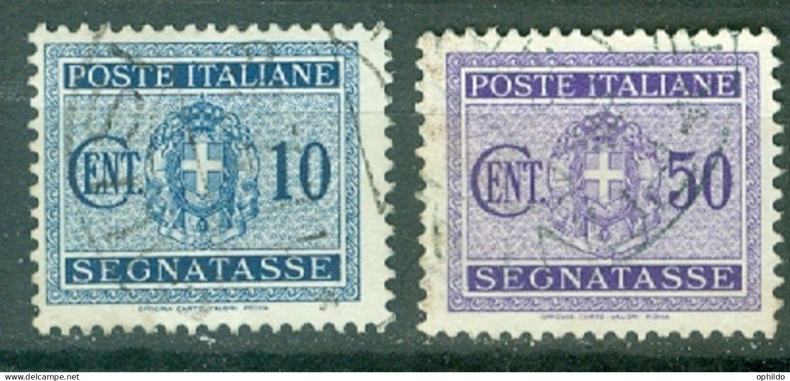 Italie  Taxe  Yvert  54 Et 58 Ou  Sassone  86 Et 90  Ob  TB  Filigrane  Roue Ailée  - Portomarken