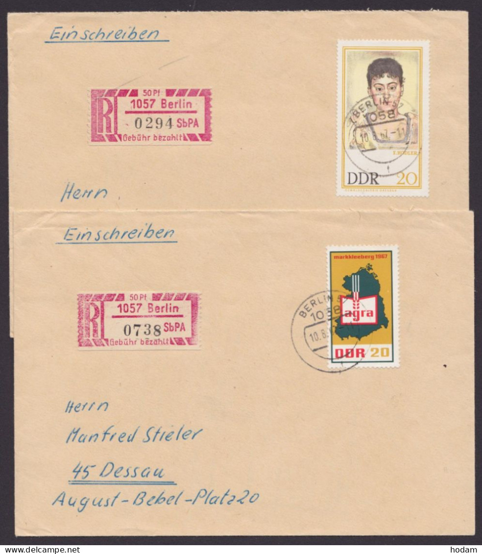 1 Ax, 1Cx, "1057 Berlin", Je Auf Portoger. R-Brief, Selten - R-Zettel
