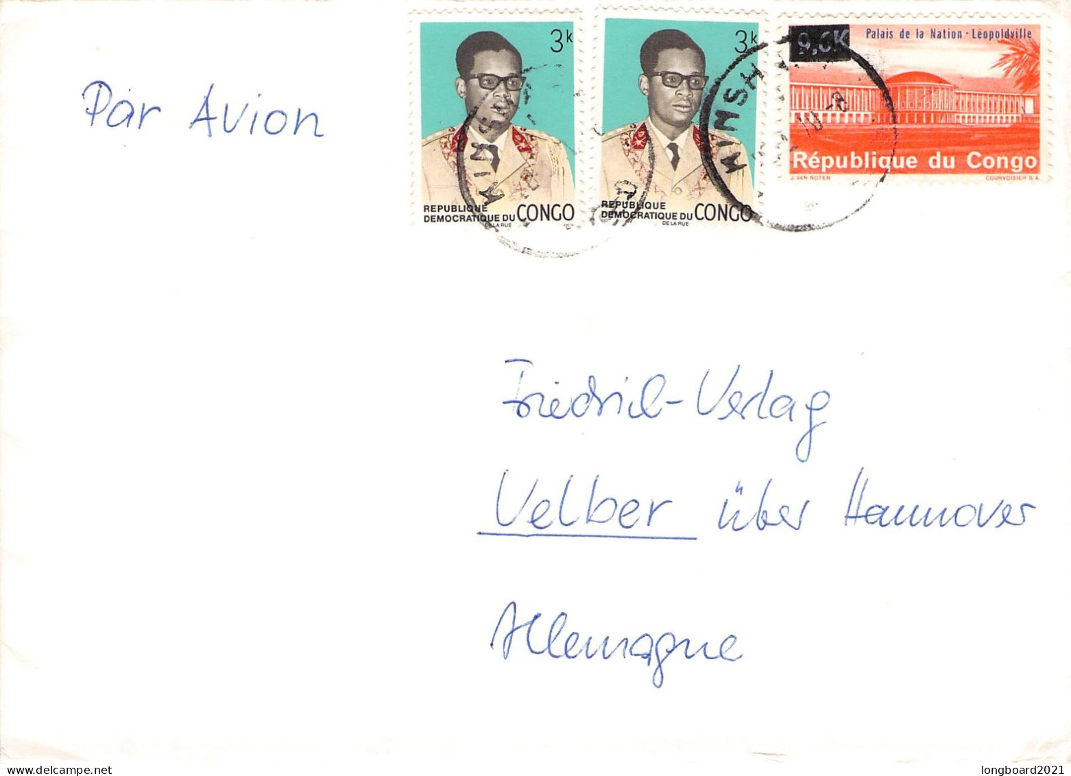 DEM. REP. CONGO - AIRMAIL - VELBER/DE  / 6050 - Lettres & Documents