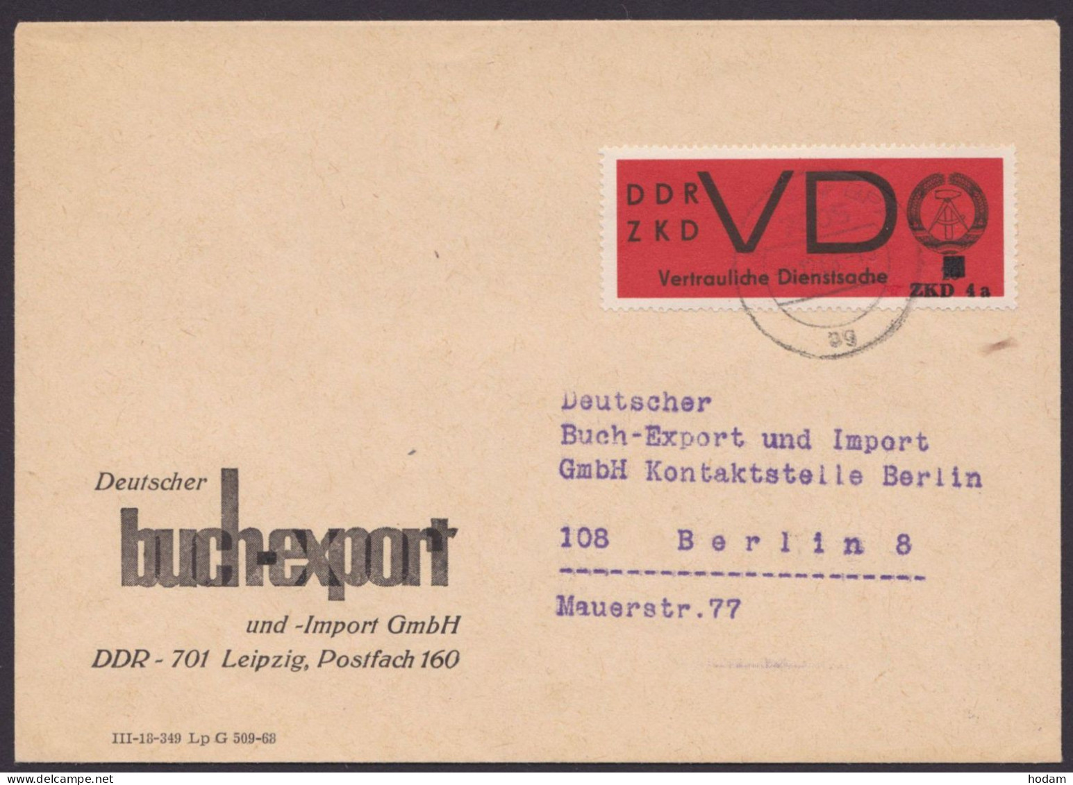 VD 3x Mit Aufdruck "ZKD 4a", EF Auf Brief Buchexport - Central Mail Service