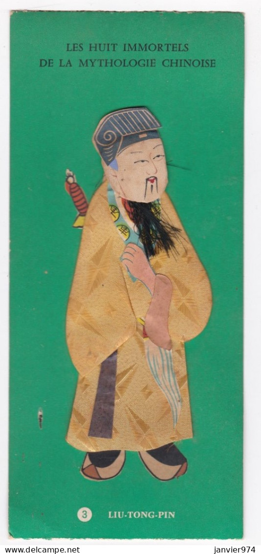 Carte Habillée Brodée Les Huit Immortels De La Mythologie Chinoise N° 3. LIU-TONG-PIN - Bestickt