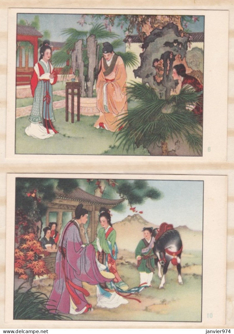 Chine Carnet de 8 cartes 1955 , scènes familiales , personnages, voir 8 photos.