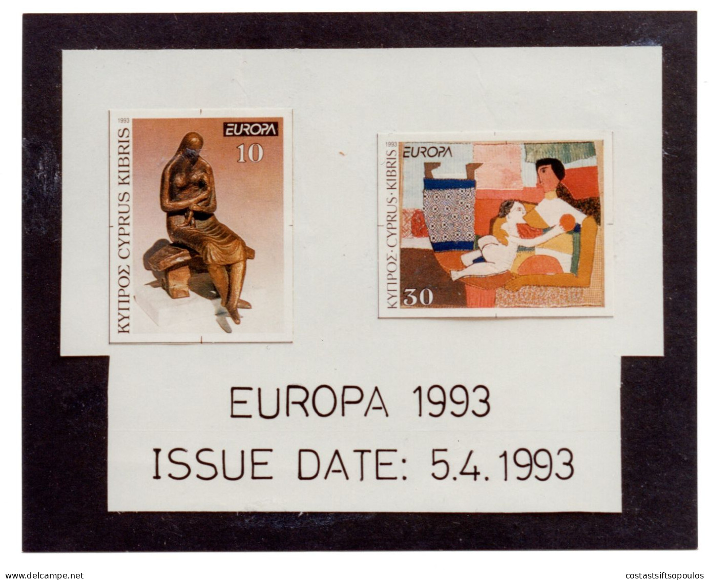 2496. CYPRUS 1993 EUROPA UNIDENTIFIED ITEM/PHOTO - Covers & Documents