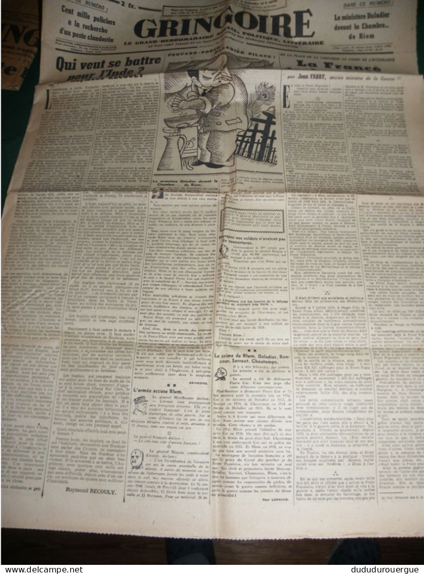 2° GUERRE MONDIALE , LA COLLABORATION ET LA PRESSE , LE JOURNAL GRINGOIRE DU 27 MARS 1942 - French