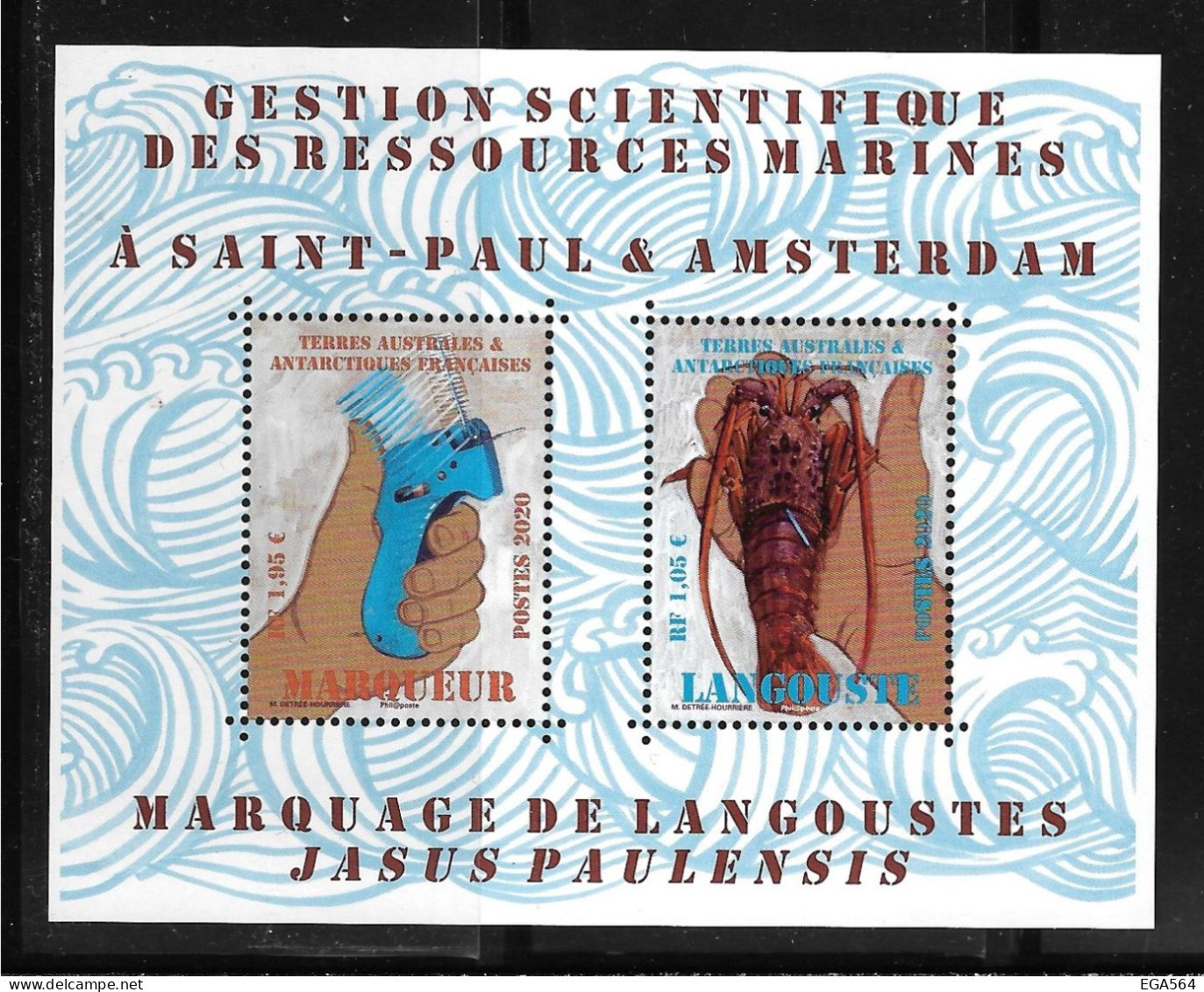 CN6 - Y&T Bloc Feuillet F927**MNH De 2020 - MARQUAGE Des LANGOUSTES à Saint-Paul Et Amsterdam - Faune. - Ungebraucht