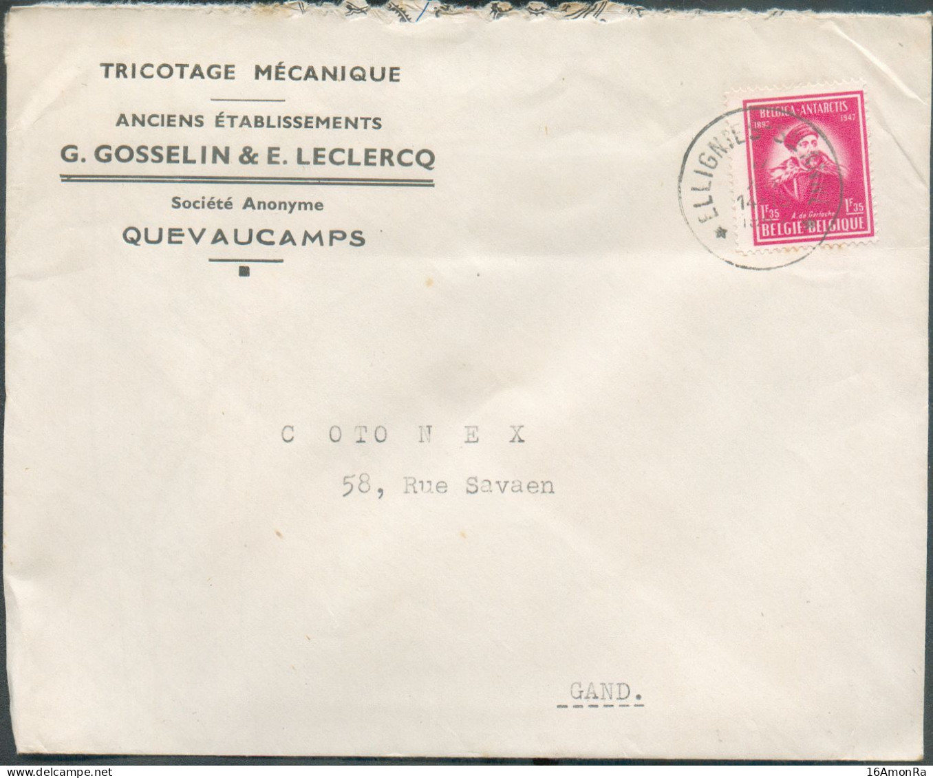 N°749 - 1Fr.35 Antarctis Obl. Sc Relais De ELLIGNIES - Ste ANNE * Sur Lettre  à En-tête (Tricotage Mécanique GOSSELIN & - Postmarks With Stars