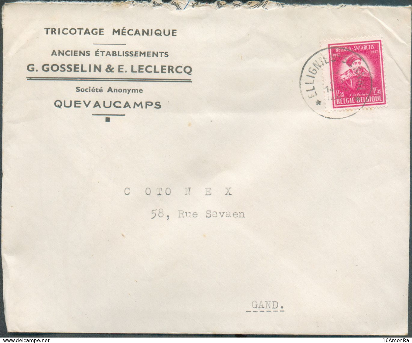 N°749 - 1Fr.35 Antarctis Obl. Sc Relais De ELLIGNIES - Ste ANNE * Sur Lettre  à En-tête (Tricotage Mécanique GOSSELIN & - Sternenstempel